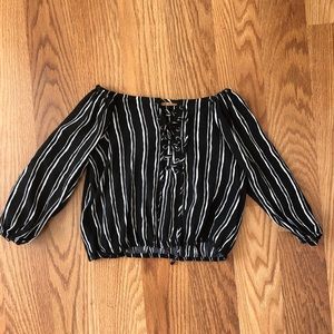 off the shoulder striped crop